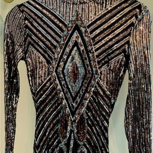 Fashion Nova Luxe Sequin Stellar Geometric Dress